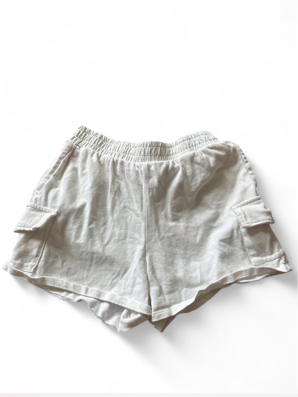 White & light pink tie dye cargo shorts with pockets #cargo #utility